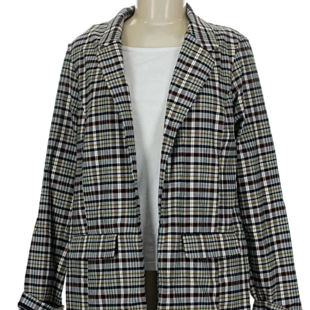 Liverpool Plaid Blazer - Black, White, Brown